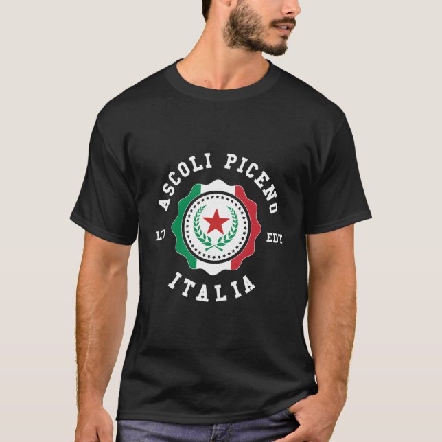 Ascoli Piceno Italy Flag Badge T-Shirt (Front)