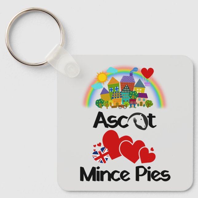 Ascot, Berkshire UK Loves Mince Pies Keychain (Front)