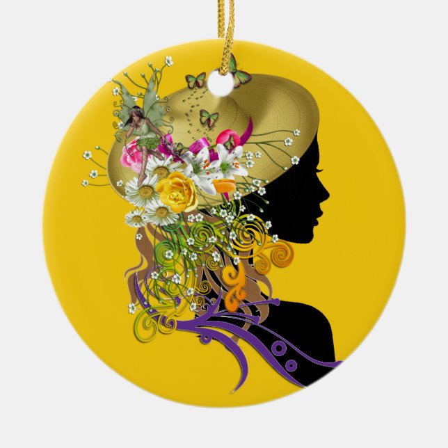 ascot hat.png ceramic ornament (Front)