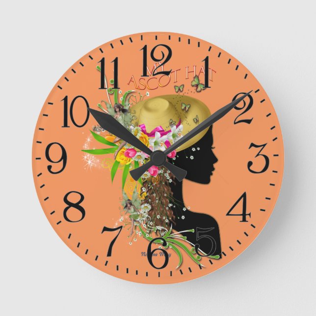 Ascot Ladies Hat Design Round Clock (Front)
