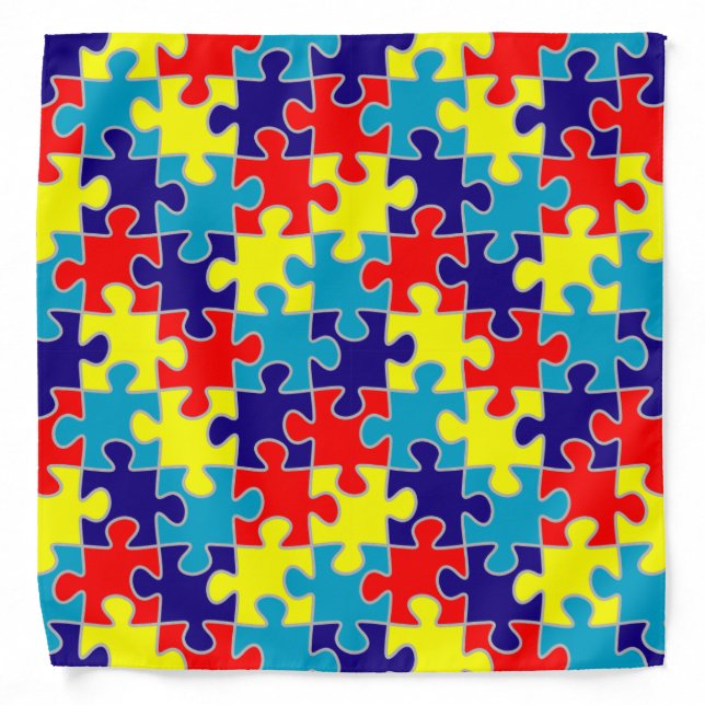 ASD Aspergers Autism Awareness Puzzle Pattern Bandana (Front)