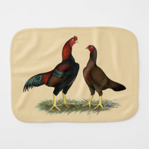 Aseel Black Red Chickens Baby Burp Cloth
