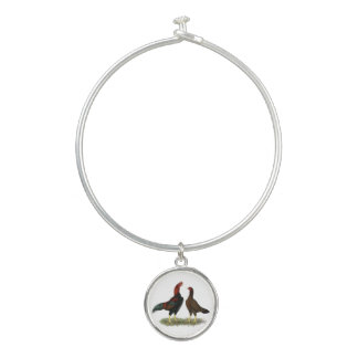 Aseel Black Red Chickens Bangle Bracelet