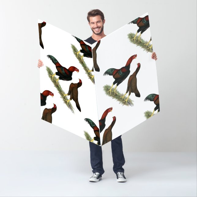 Aseel Black Red Chickens Card (In Situ)