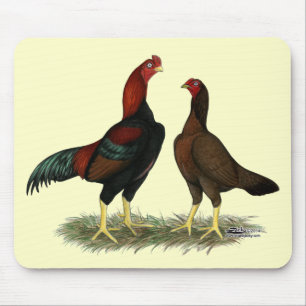 Aseel Black Red Chickens Mouse Pad