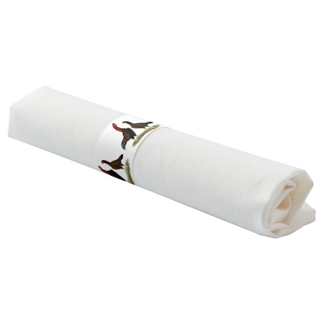 Aseel Black Red Chickens Napkin Bands (Angled)