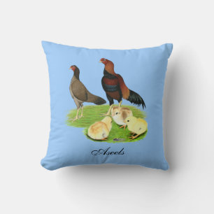 Aseel Wheaten Chicken Family Throw Pillow