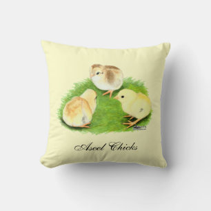 Aseel Wheaten Chicks Throw Pillow