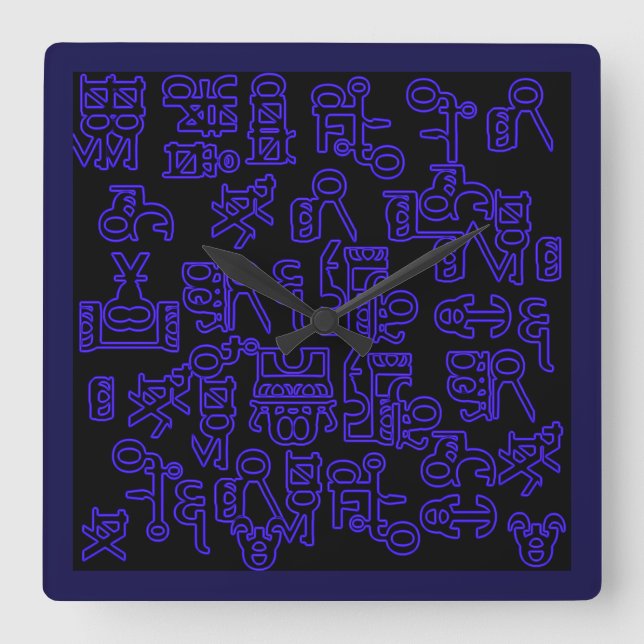 Asemic Wanderings I Square Wall Clock (Front)