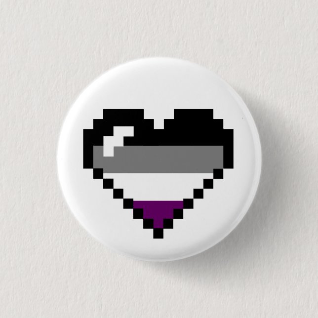 Asexual 8-Bit Retro Pride Heart Button (Front)
