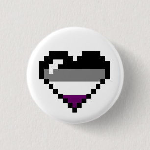 Asexual 8-Bit Retro Pride Heart Button