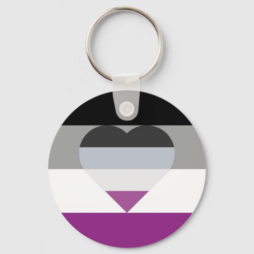 Asexual ace pride flag with heart keychain