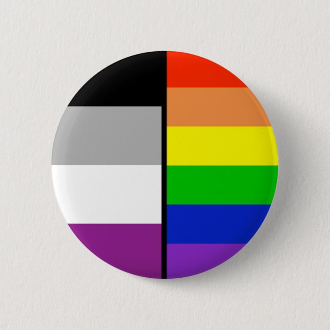 Asexual and Rainbow Flags Badge Button (Front)