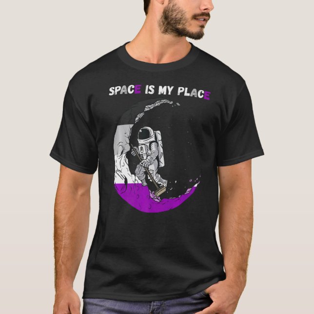 Asexual Astronaut Moon Cleaning Asexuality Space I T-Shirt (Front)