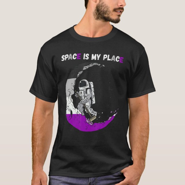 Asexual Astronaut Moon Cleaning Asexuality Space I T-Shirt (Front)