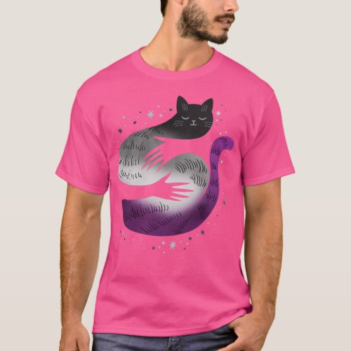 Asexual Cat Hug LGBT Pride Flag T_Shirt