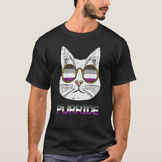 Asexual Cat Purride Ace Pride Flag Asexuality LGBT T-Shirt (Front)
