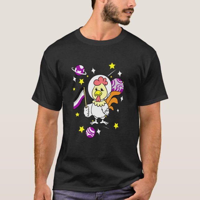 Asexual Chicken In Space Ace Pride T-Shirt (Front)