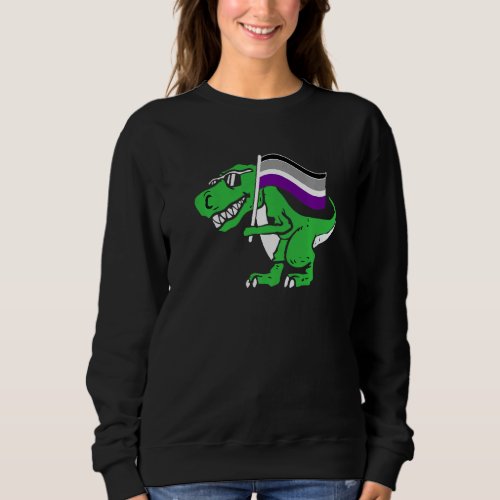 Asexual Dinosaur Lgbt Q Cute Rex Ace Pride Flag Al Sweatshirt