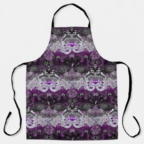 Asexual Dragon Damask _ Ace Pride Flag Colors Apron