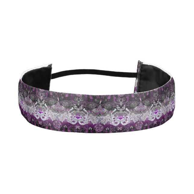 Asexual Dragon Damask - Ace Pride Flag Colors Athletic Headband (Front)