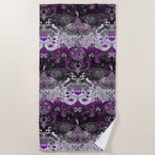 Asexual Dragon Damask - Ace Pride Flag Colors Beach Towel