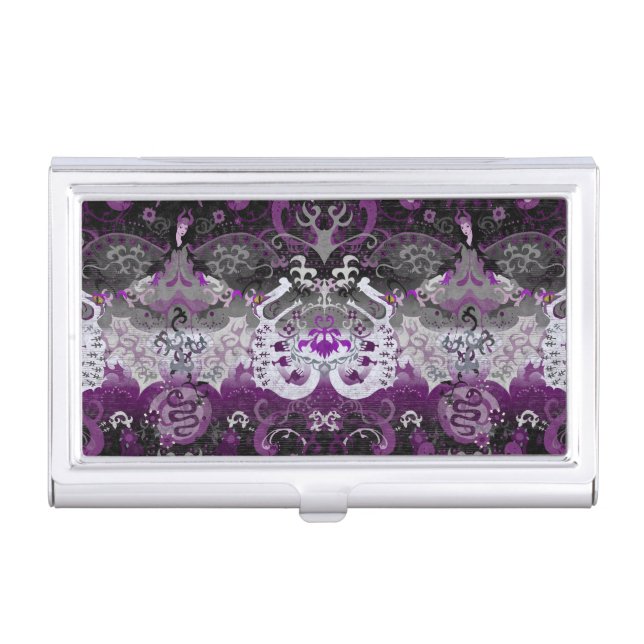 Asexual Dragon Damask - Ace Pride Flag Colors Business Card Case (Front)