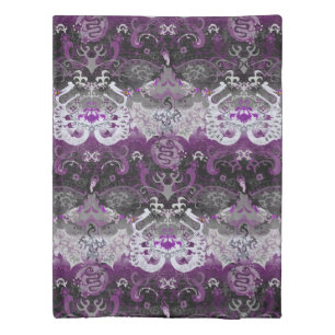 Asexual Dragon Damask - Ace Pride Flag Colors Duvet Cover