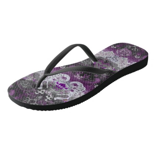 Asexual Dragon Damask _ Ace Pride Flag Colors Flip Flops