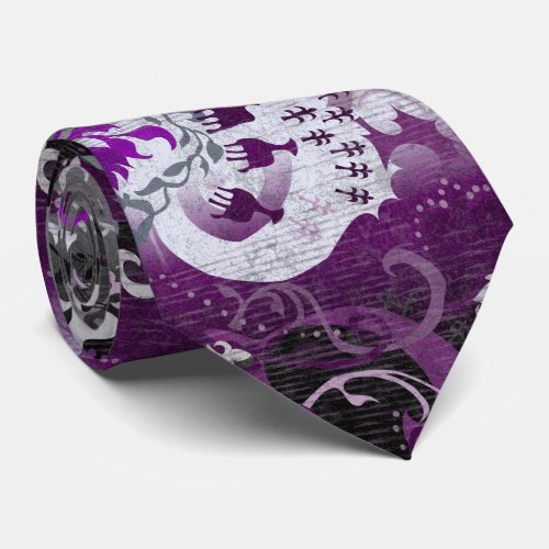 Asexual Dragon Damask _ Ace Pride Flag Colors Neck Tie