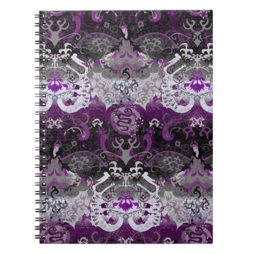 Asexual Dragon Damask _ Ace Pride Flag Colors Notebook