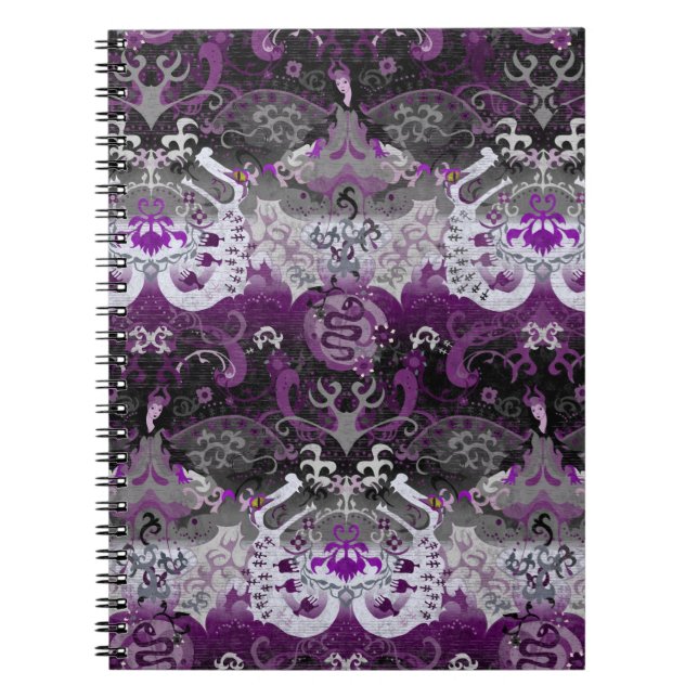 Asexual Dragon Damask - Ace Pride Flag Colors Notebook (Front)
