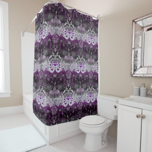 Asexual Dragon Damask _ Ace Pride Flag Colors Shower Curtain