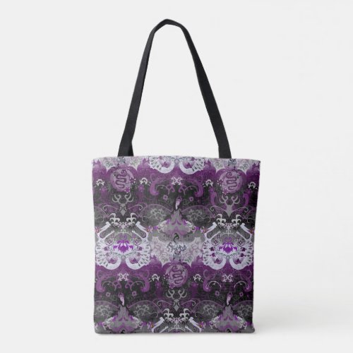 Asexual Dragon Damask _ Ace Pride Flag Colors Tote Bag