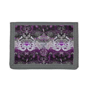 Asexual Dragon Damask - Ace Pride Flag Colors Tri-fold Wallet