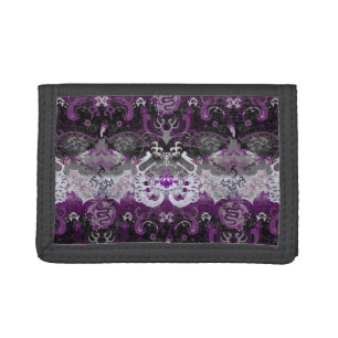 Asexual Dragon Damask - Ace Pride Flag Colors Tri-fold Wallet