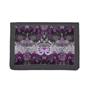 Asexual Dragon Damask - Ace Pride Flag Colors Trifold Wallet