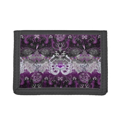 Asexual Dragon Damask _ Ace Pride Flag Colors Trifold Wallet