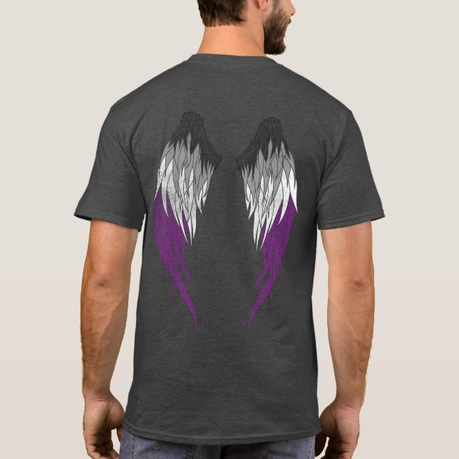 Asexual Flag - Angel Wings T-Shirt (Back)