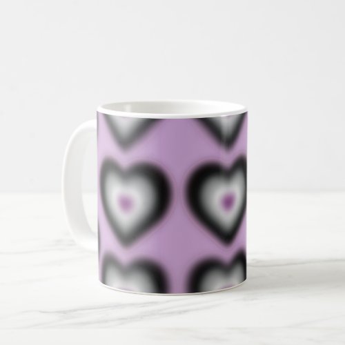 Asexual flag colors on a blurred heart coffee mug