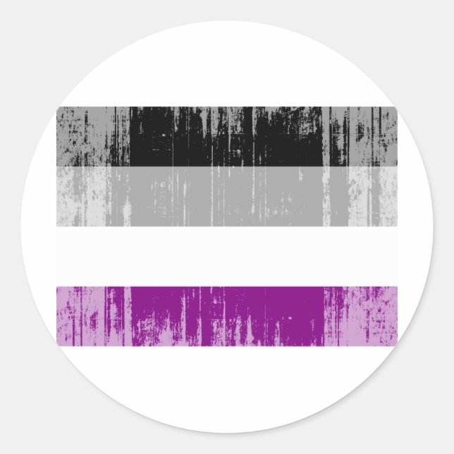 ASEXUAL FLAG DISTRESSED CLASSIC ROUND STICKER (Front)