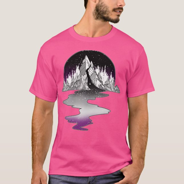 Asexual Flag Mountain River T-Shirt (Front)