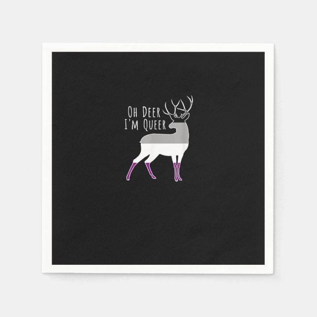 Asexual Flag Oh Deer Queer Pride Funny LGBT Design Napkins (Front)
