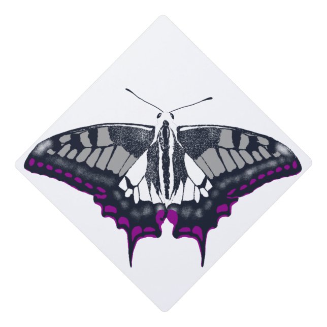 Asexual Flag Swallowtail Butterfly Graduation Cap Topper (Front)