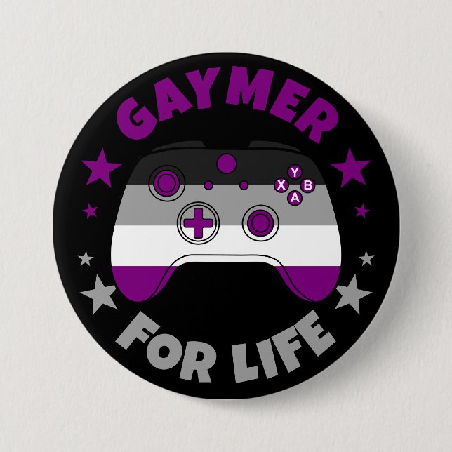 Asexual Gaymer For Life Video Game Controller Button (Front)