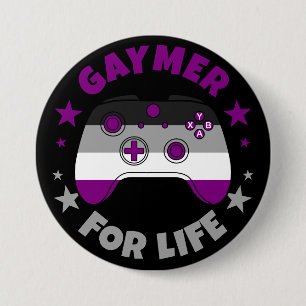 Asexual Gaymer For Life Video Game Controller Button