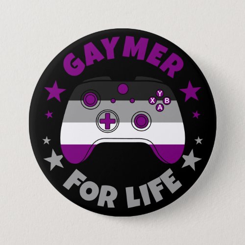 Asexual Gaymer For Life Video Game Controller Button