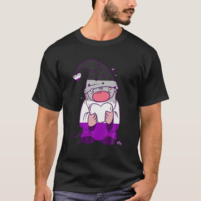 Asexual Gnome Beanie Heart Asexual Flag LGBQA Asex T-Shirt (Front)