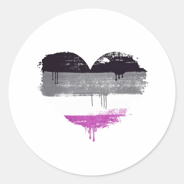 ASEXUAL HEART - ASEXUAL LOVE CLASSIC ROUND STICKER (Front)
