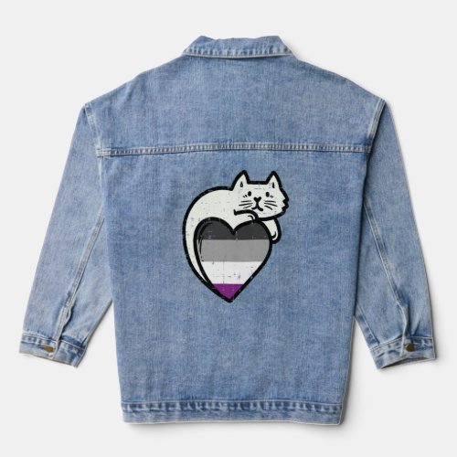 Asexual Heart Cat Pocket Ace Pride Flag Asexuality Denim Jacket